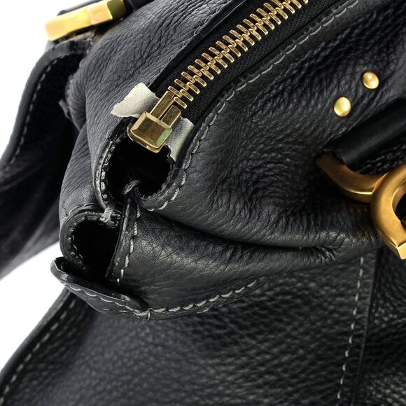 Chloe Marcie Shoulder Bag Leather Large Black - Picture 9 of 10